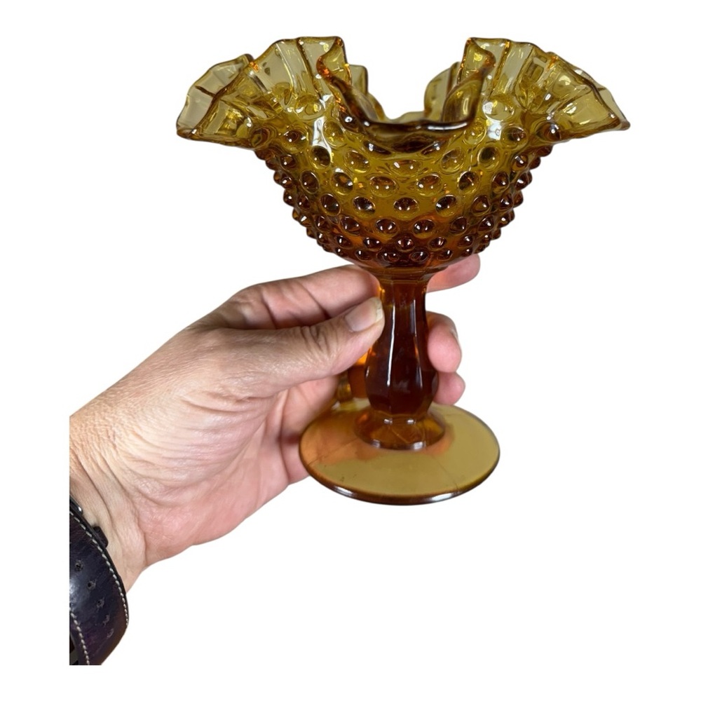 Fenton, Amber Hobnail‎ Glass Vase